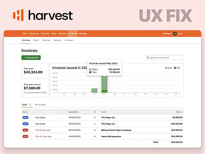 Harvest Invoices dashboard UX Redesign app redesign best ux design agency dashboard design dashboard redesign harvest interaction design invoice ui product design product design agency redesign saas saas design saas design agency ui design usability ux fix ux optimization ux redesign web app design