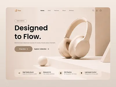Premium Headphone Landing Page UI clean ui ecommerce design figma ui headphone ui landing page product design product page shopping website ui ux design web design web ui