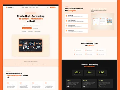 ThumbSpark AI Website Design | AI YouTube Thumbnail Generator La ai generator ai website creator economy creator tools saas landing page startup website thumbnail maker ui ux design web design youtube thumbnail