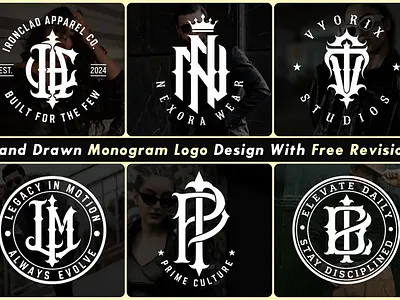 Vintage Initial Monogram Logos Collection for Apparel & Clothing apparel brand brand identity business logo clothing brand logo custom lettering fashion logo graphic design hand drawn logo initial logo lettermark logo logo design collection logo inspiration luxury boutique monogram logo retro emblem streetwear logo t shirt design typography art vintage monogram