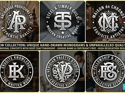 Vintage Initial Monogram Logos Collection for Apparel & Clothing apparel brand brand identity branding clothing brand logo custom lettering fashion logo graphic design hand drawn logo initial logo lettermark logo logo design collection logo inspiration luxury boutique monogram logo streetwear logo t shirt design typography art vector vintage monogram