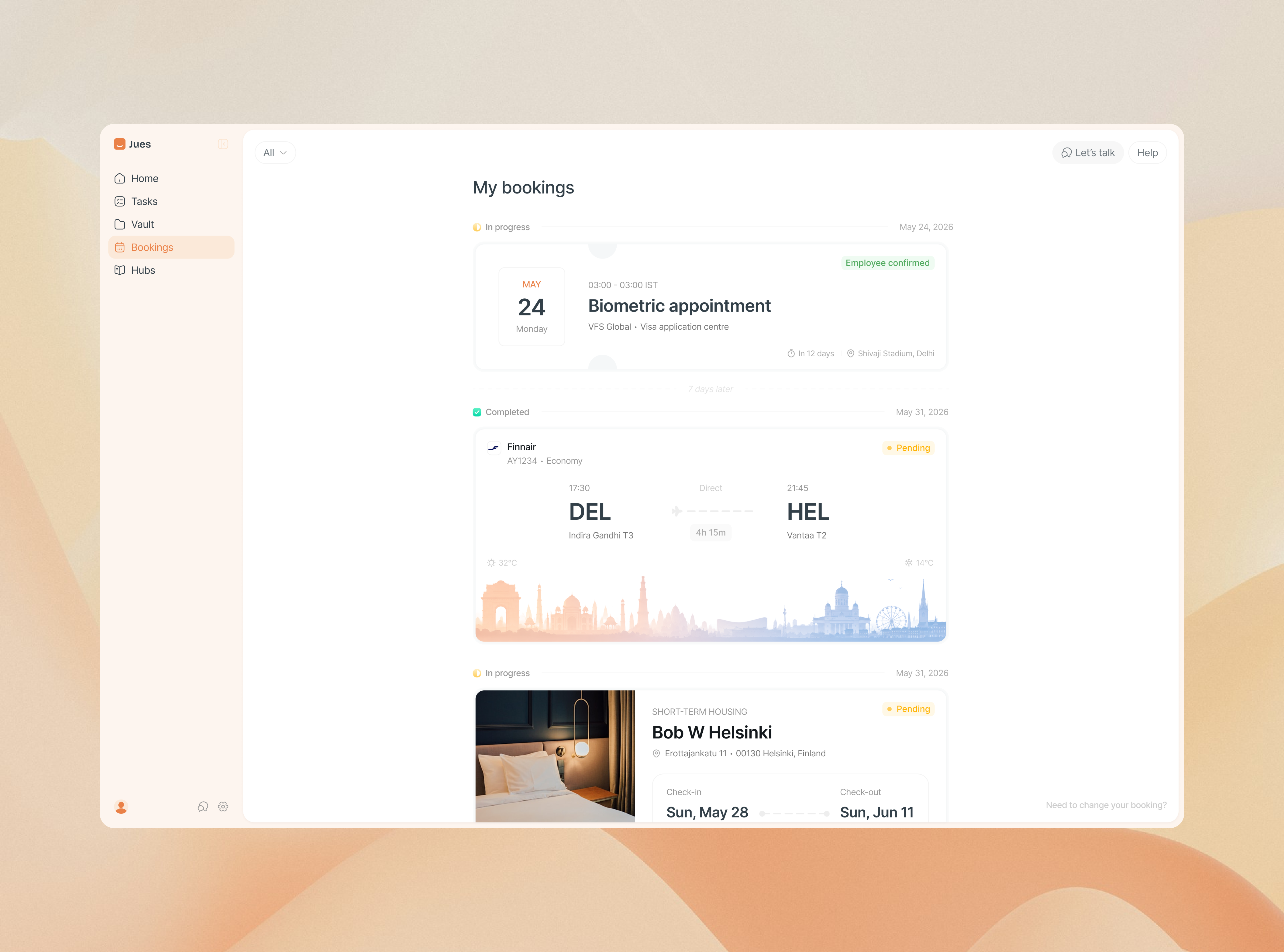 Relocation Process Booking Page