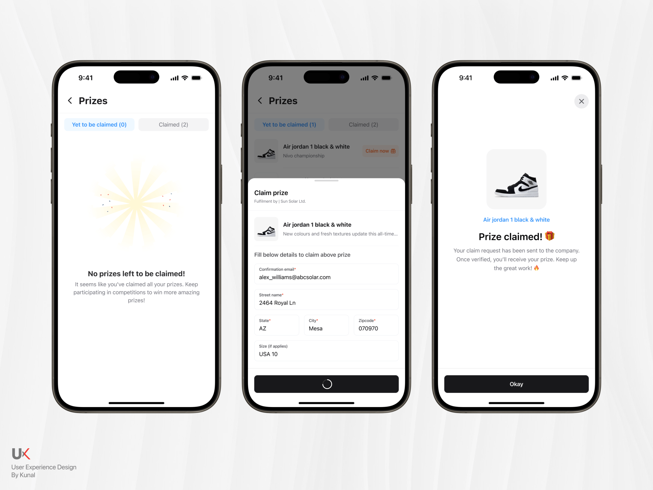 Claim Prize Mobile App UI/UX Design by Kunal Goyal on Dribbble