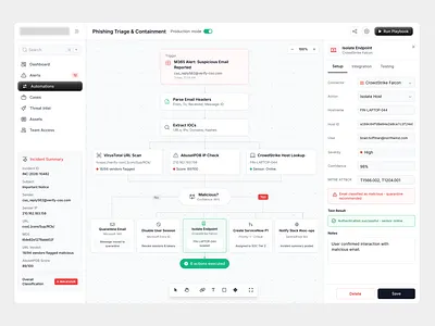 Workflow Automation Design - Cybersecurity AI Platform ai ai saas automation clean cybersecurity linear minimal modern saas saas design stripe ui ux vercel web app workflow workflow automation design