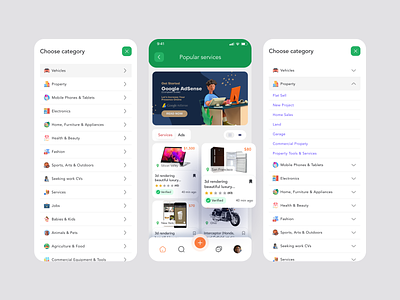 Classified App ads posting appuiux category classified classified app classified design classified ui clean app design creative app design hybrid app mobile mobile app design mobile design popular services react react app react app design sub category tap bar uiroll