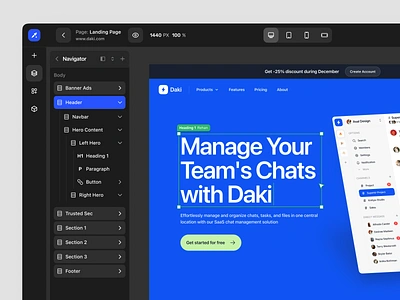 Temflow - No Code Web Builder - Dark Mode builder cms component constructor development drag and drop elementor no code no code builder page builder product responsive saas web build web builder web development webflow website widget wordpress