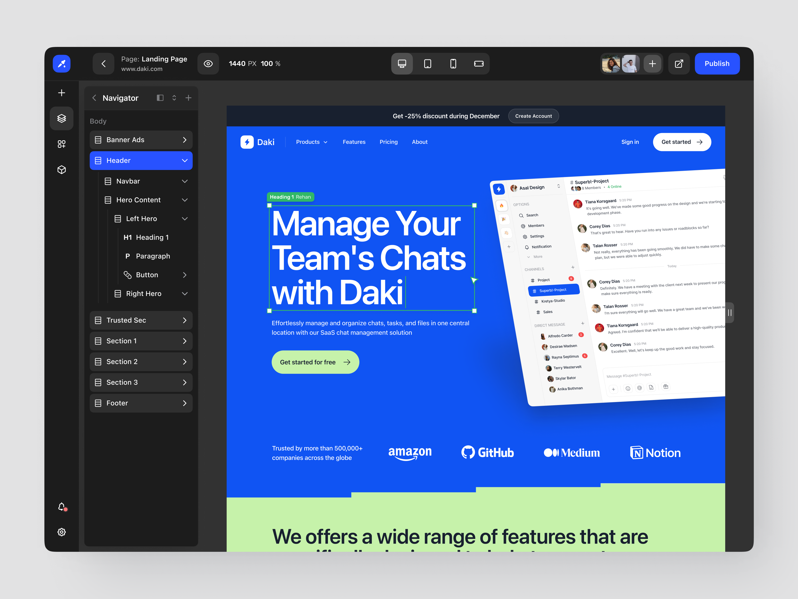 Temflow No Code  Builder Dark Mode by Asal Design for Kretya