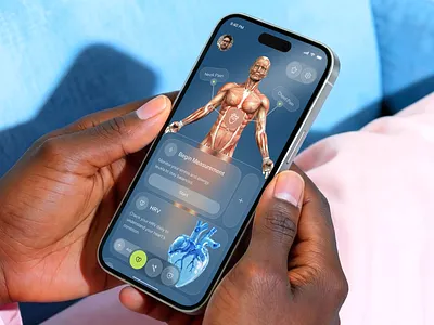 Medical Anatomy & Wellness Mobile App Design ai health app anatomy app app app redesign design fitness app health app health app redesign health monitoring healthcare dashboard healthcare ui hrv tracker medical app medical dashboard ui web wellness app wellness tracking