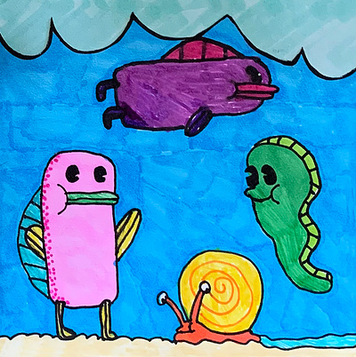 Bottom of the Sea 8 years old arteza bright cartoon character characters drawing feedback fins fish halftone illustration lake markers ocean snail swimming underwater water