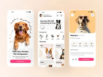Pet Care Mobile App Design app interface pet app pet care app petcare service startup ui ux web