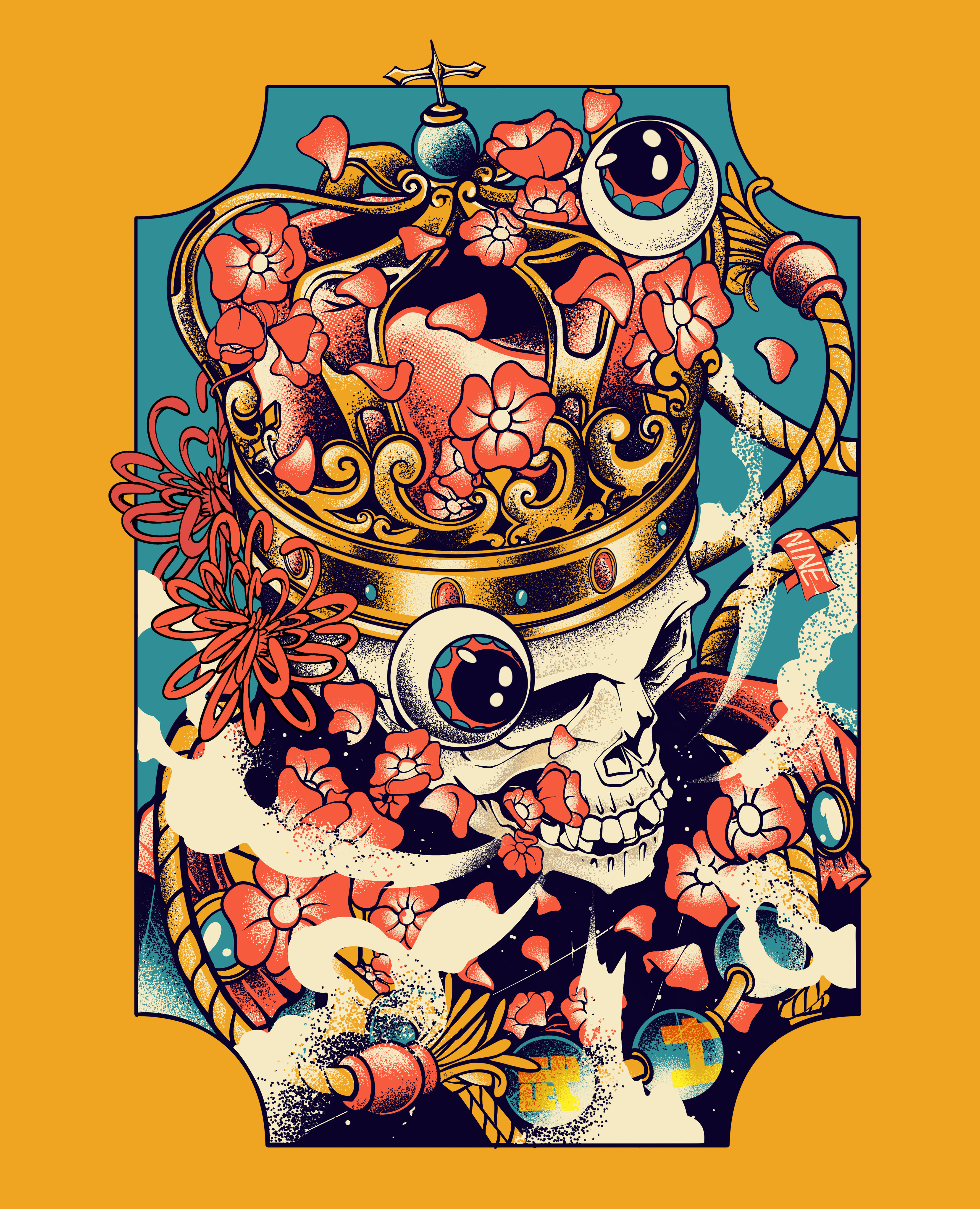 Skull King art artist branding cartoon concept art design for sale graphic design illustration mechandise merchandise surface design textile design tshirt design