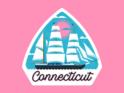 50 States · CONNECTICUT america badge connecticut design graphic design illustration insignia label luggage sticker ship state state badge sticker travel travel sticker typography united states usa uss connecticut