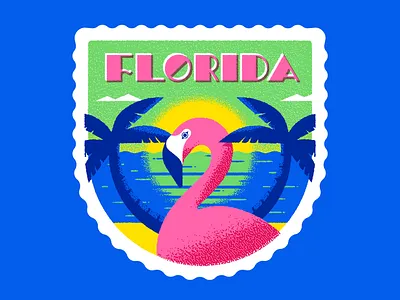 50 States · FLORIDA america badge design flamingo florida graphic design illustration insignia label luggage sticker miami palm tree state state badge sticker travel travel sticker typography united states usa
