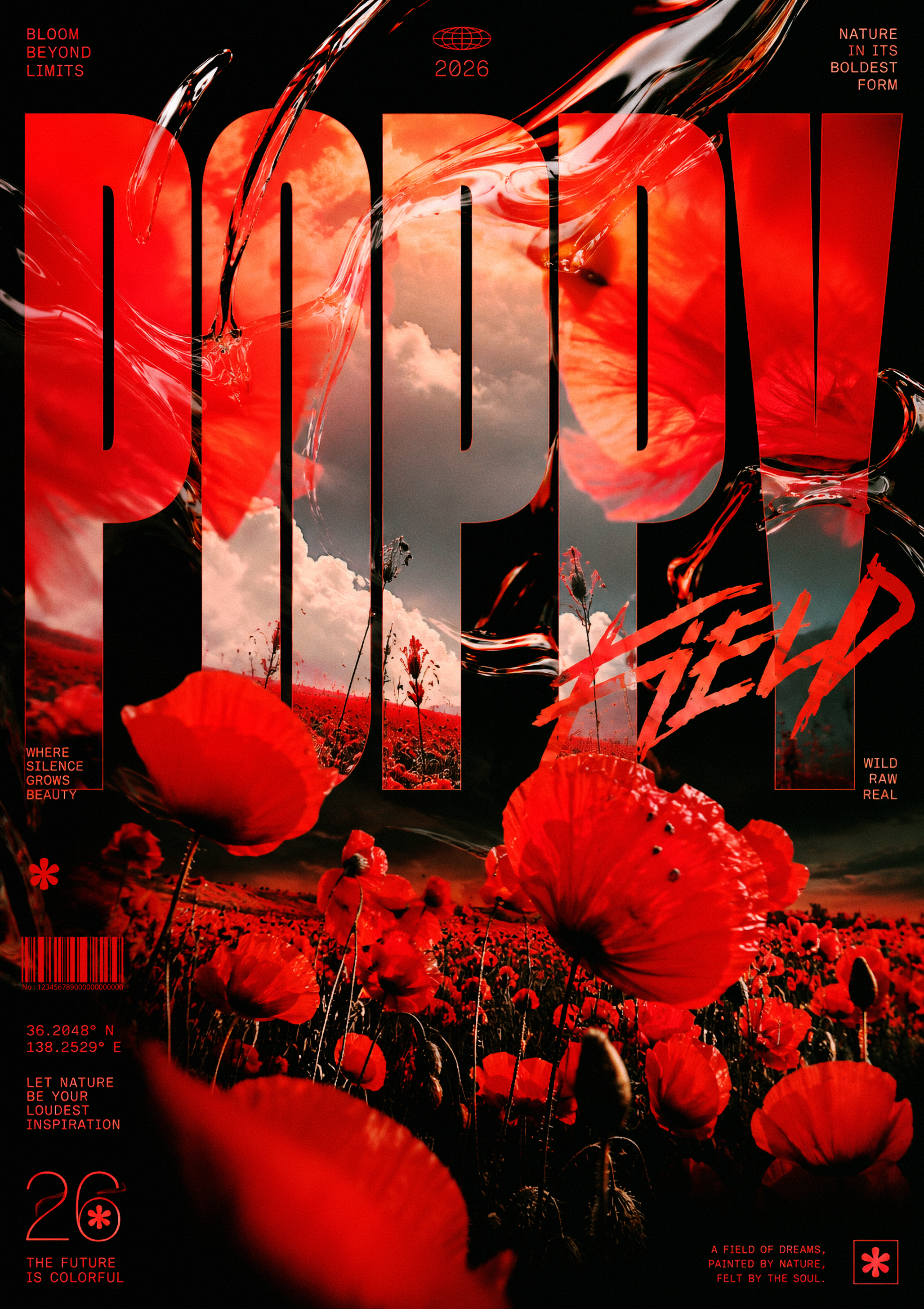 poster POPPY FIELD branding design dribbble graphic design illustration poster typography