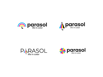 Logo variations for Parasol colorful logo graphic design graphic designer logo logo design logo designer logo mark logos minimal logo modern logo parasol parasol logo print media umbrella umbrella logo