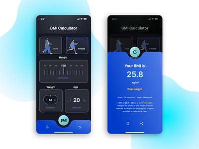 Daily UI #004 - Calculator (BMI) app bmi bmi calculator dailyui mobile ui ui design