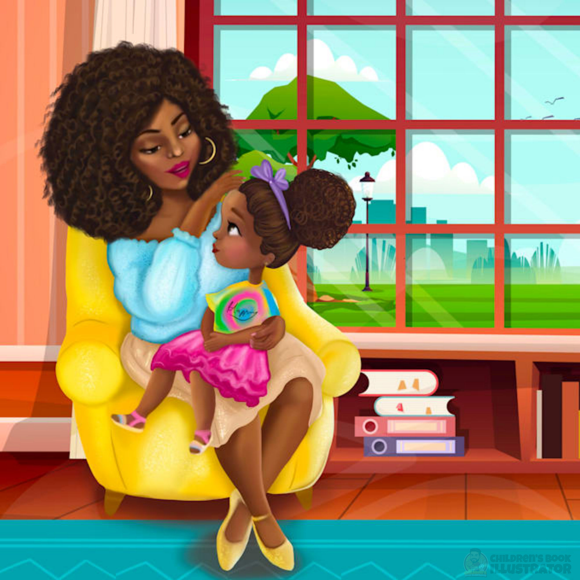 A Mother's Love - Tender Moments Children's Book Illustration black girl magic illustration book publishing art character design childrens book illustration cozy interior art cute kid cartoon digital painting diverse children books editorial illustration family illustration family portrait art kids book design mother and daughter parenting illustration picture book artist storybook illustrator vibrant digital art whimsical characters