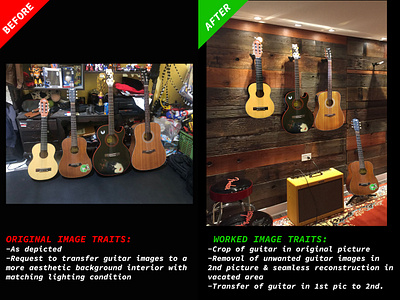 GUITAR -PHOTO COMPOSITING, BACKGROUND REMOVAL, IMAGE RESTORATION background removal image transfer photo composite photo compositing photo editing service photo retouch photoshop editing