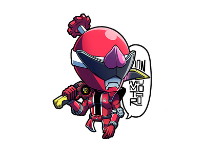 DON MOMOTARO | Half Body Chibi | [Avataro Sentai Donbrothers] art avatar brother chibi cute design don donbrothers fanart fiverr illustration keychain momotaro ranger red sentai sticker super supersentai tshirt