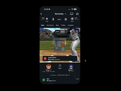 MLB iOS Gameday Sticky Header Feature Concept baseball concept feature ios iphone loop mlb pro sports ui ux video