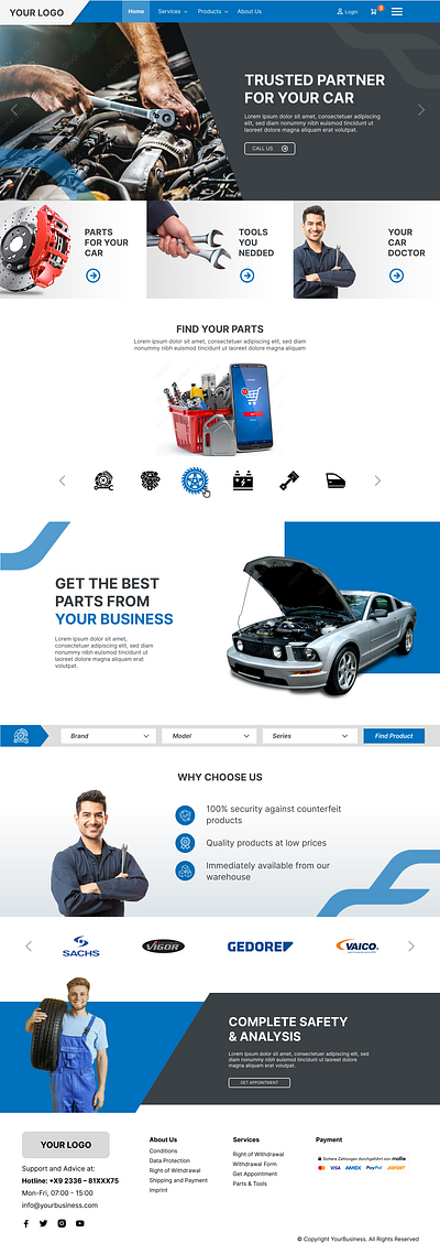 Web Page Design For Car Services mobile design ui uiux ux web design