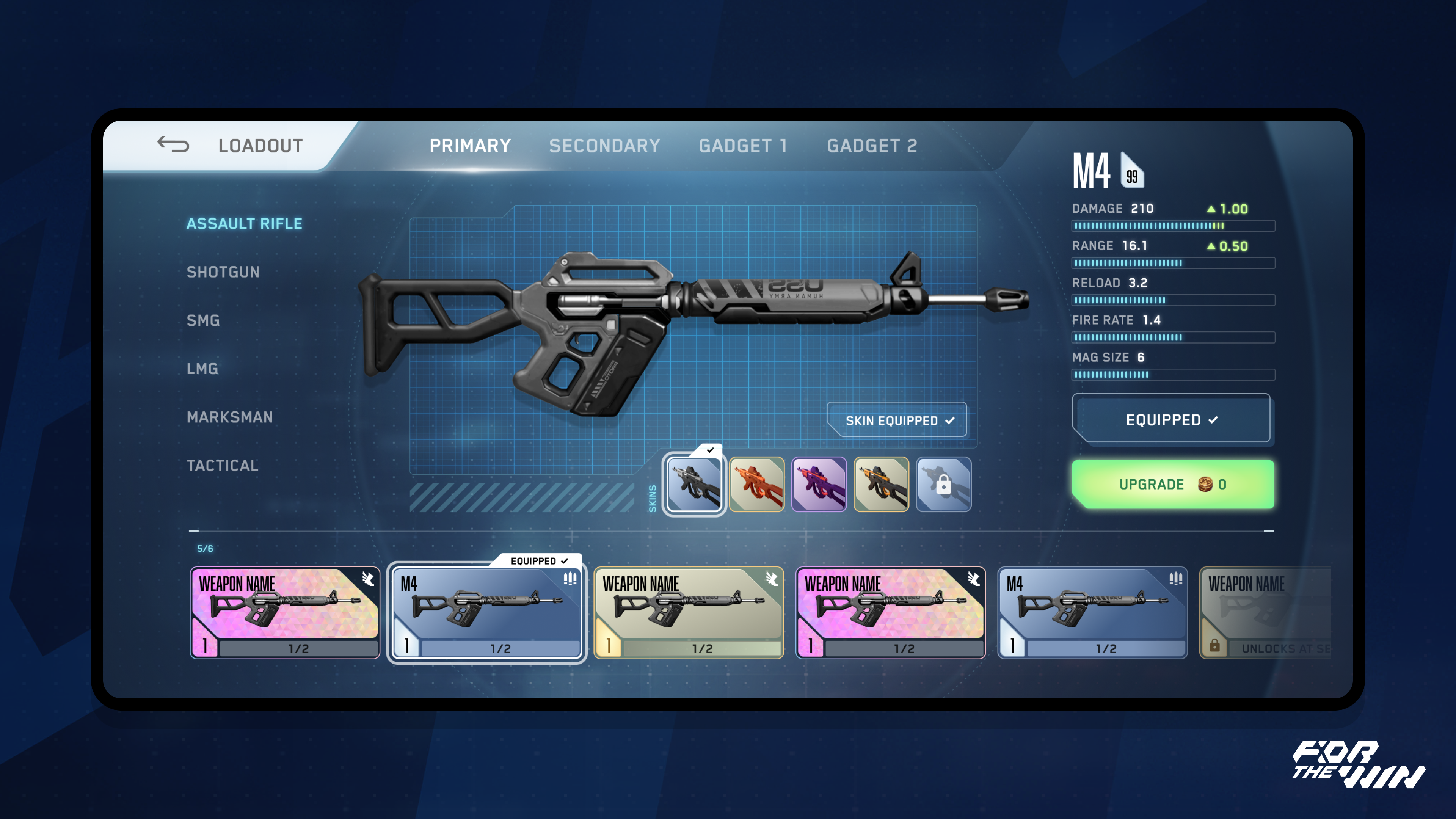 FTW Weapons app details game game design game ui game ui design gun mobile game skins ui ui design upgrade weapon details weapons