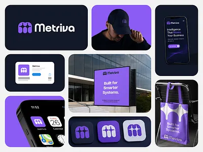 Metriva — Futuristic AI Brand Design ai ai branding ai logo ai logo branding ai m logo artificial intelligent branding crypto defi fintech logo logodesign m logo modernlogo saas startup tech tech branding tech m logo web logo