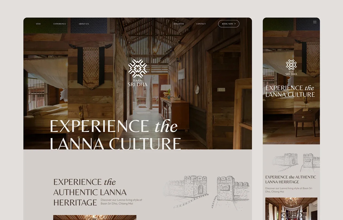 Baan Sri Dha – Website Hero Section branding illustration typography ui ui design website design