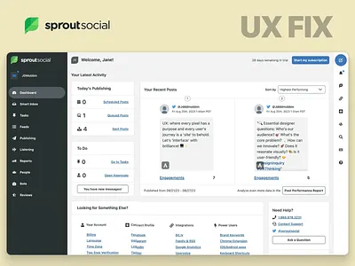 Sprout Social Dashboard UX Redesign app redesign best ux design agency dashboard redesign interaction design product design product design agency redesign saas design saas design agency saas redesign social media dashboard sprout social ui design usability ux fix ux optmization ux redesign