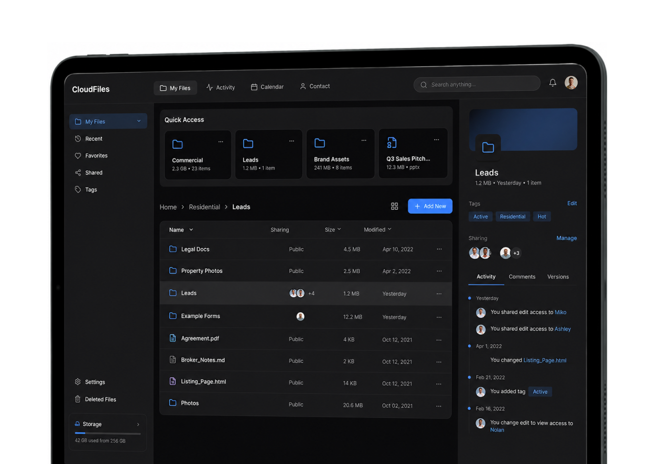 CloudFiles - Cloud Storage Web App Dashboard Design cloud files storage web app dashboard design dashboard ui drive dashboard ui google drive design ui ui design web app web app design web app ui