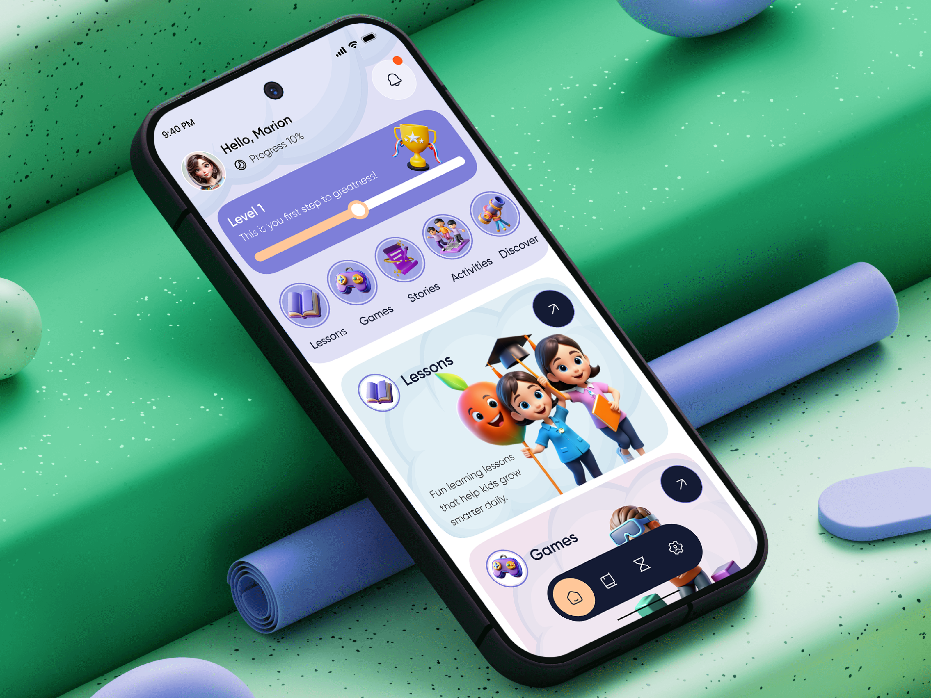 E-Learning Mobile App for Kids — Modern UI/UX Design