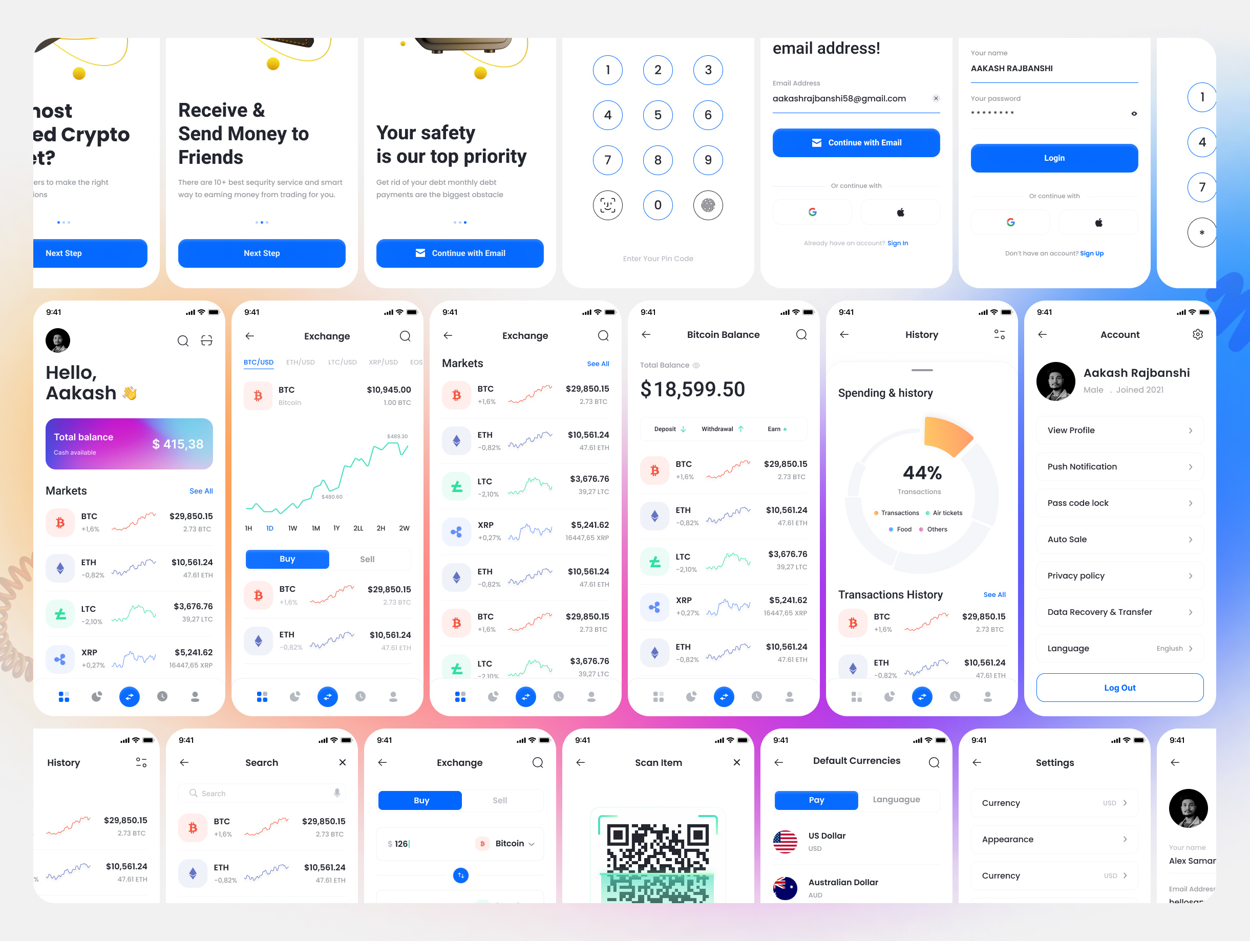 Crypto App UI app design figma mobile ui ui uiux