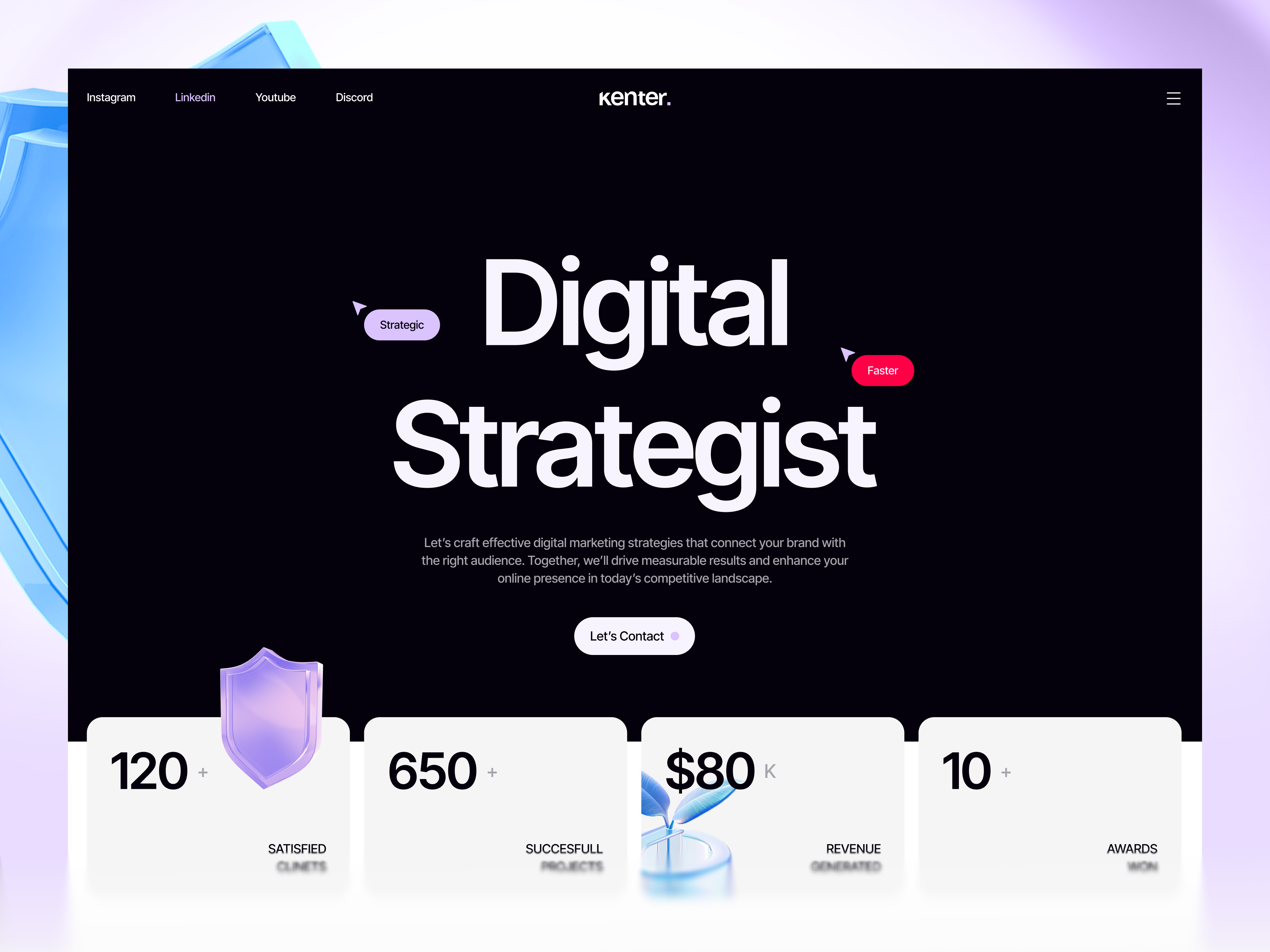Kenter - Marketing Agency/Portfolio Website agency website design landing page marketing agency marketing portfolio portfolio template portfolio website web design website design