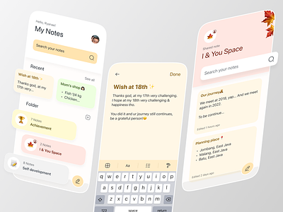 iNotes - Note Mobile App book clean design dribbble mobile mobile app note app note mobile note mobile app notes pastel red shared folder ui ux web design website whitespace write yellow