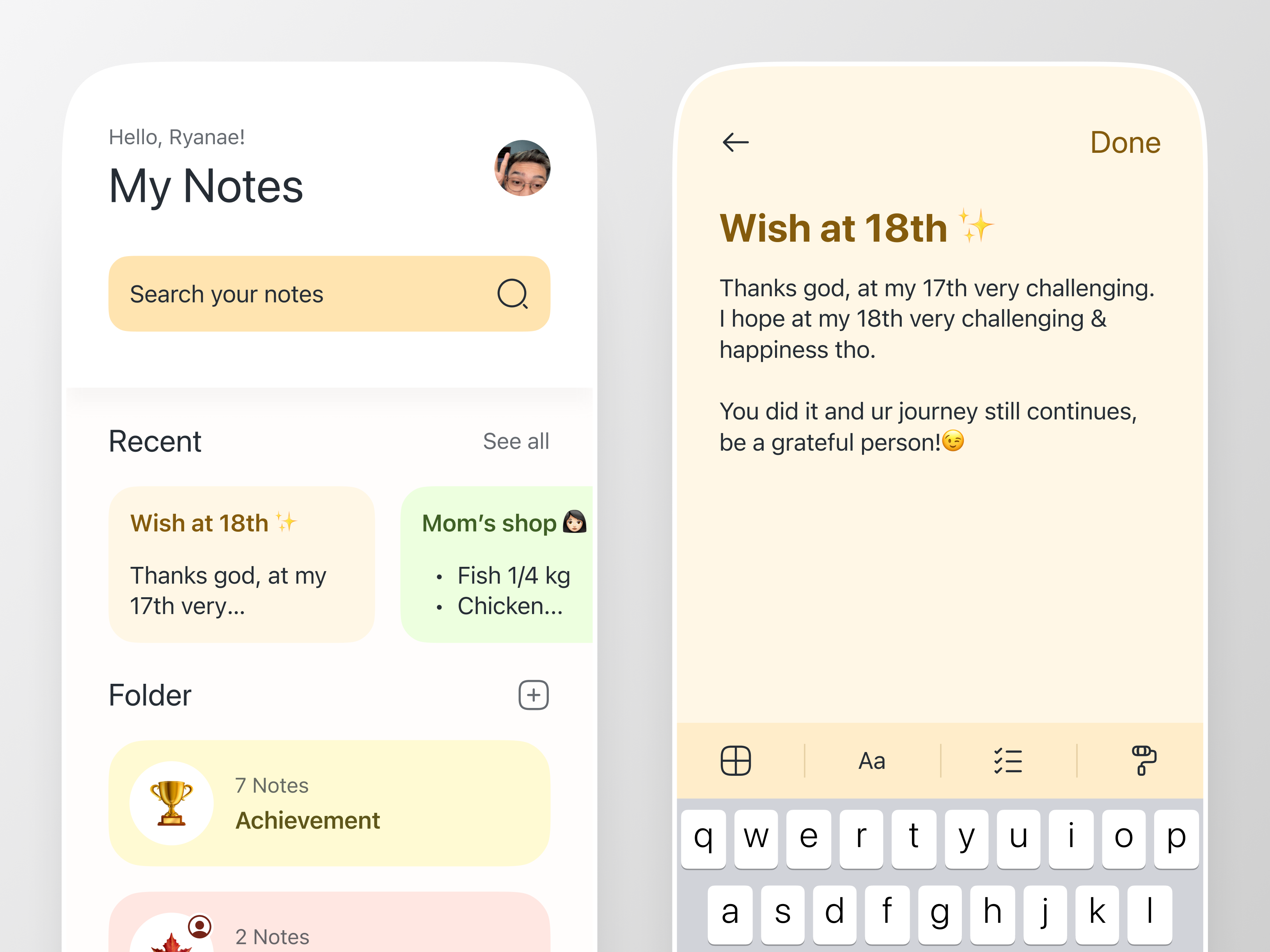 iNotes - Note Mobile App by Ryanae for Waffle Space on Dribbble