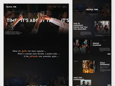 Local Time — Corporate Event Organizer/Management Studio Website b2b website corporate website event management website event organizer website framer framer design framer development hero section landing page design studio website web design web development webflow design webflow development website layout
