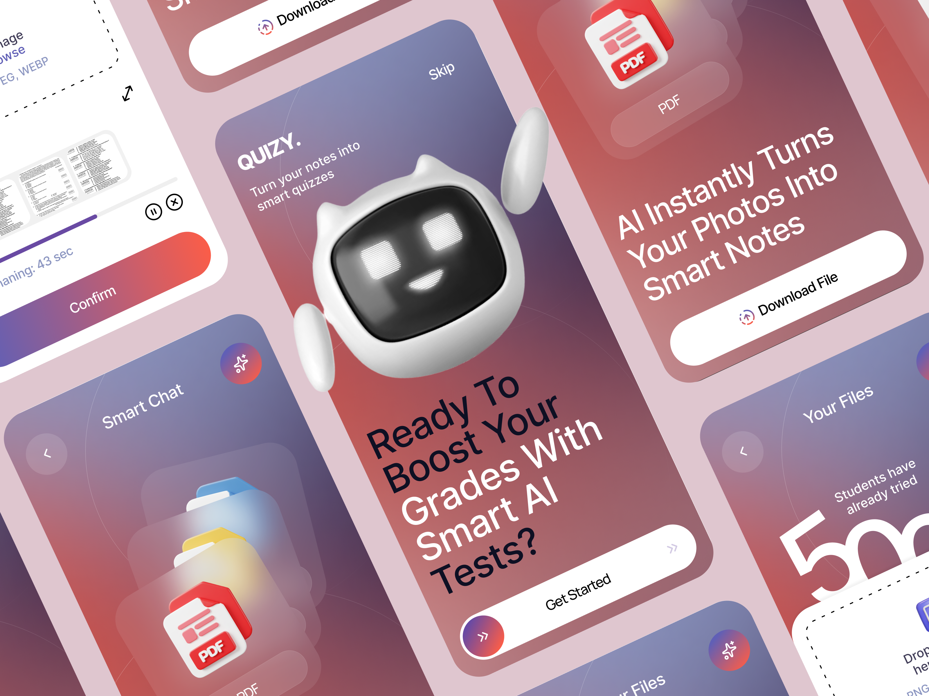 AI Education App UI — Smart Quiz & Notes Generator