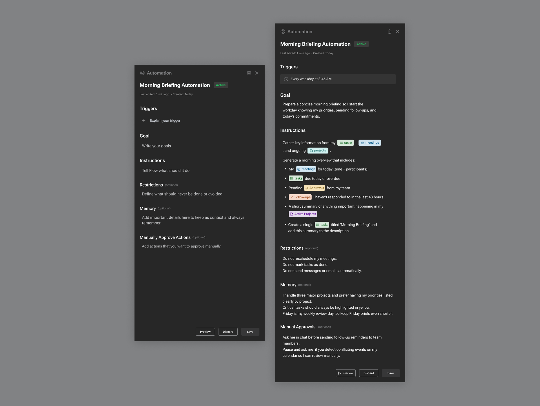 Automations Modal - Add Automations add automations design add automations modal ai dark theme design ai design ai interactions design beautiful design beautiful modal minimal dark theme modal design product design ui designer ui modal ux modal