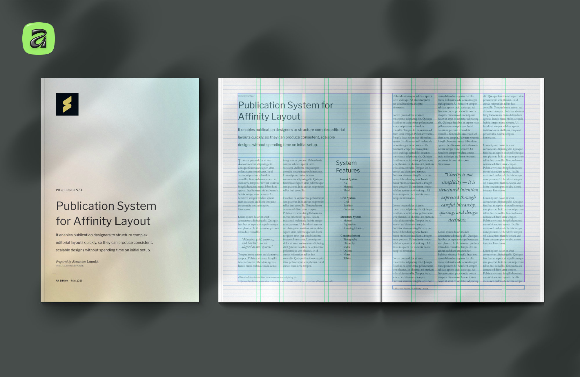 A4 Publication System — Affinity affinity affinity layout book design design system editorial design grid system layout design print design publication design typography visual hierarchy