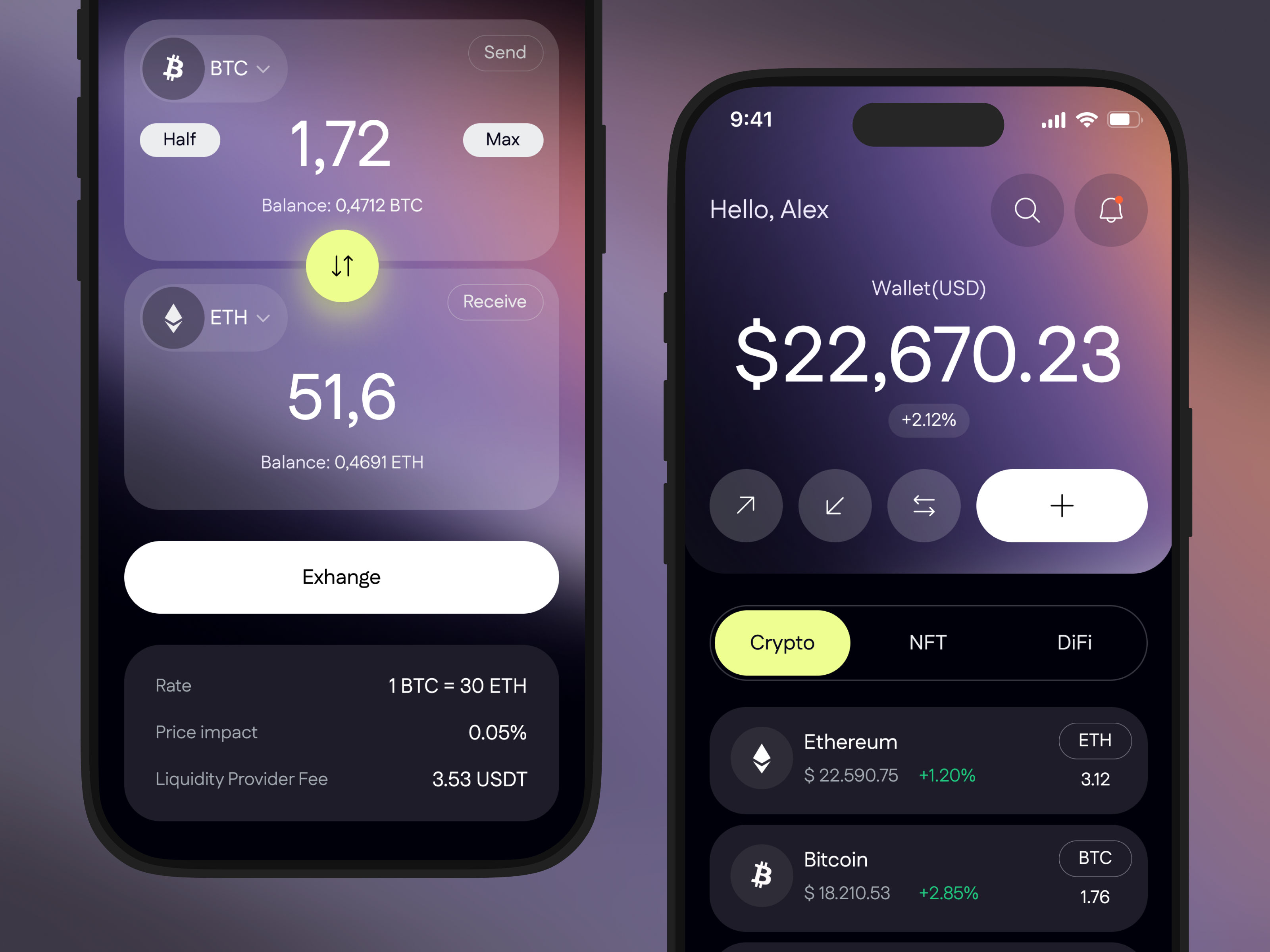 Cryptocurrency Mobile Wallet Interface