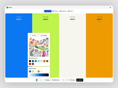 Image-based Palette Exploration | Dizno app design color palette color palette generator color picker colorfull ui product design tool kit ui uiux user interface