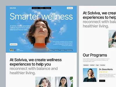 Solviva — Wellness Website clean design colorfull creative design graphic design healthcare hero landing page trends ui ux web website wellness