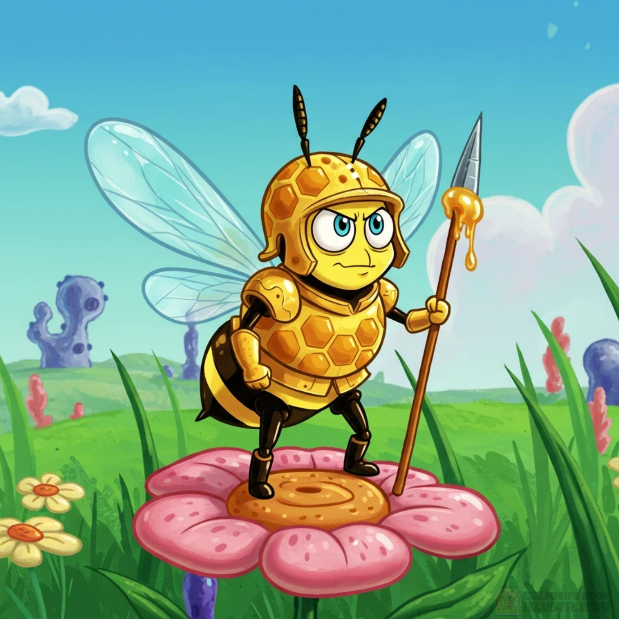 The Honey Guard – Character Design & Children's Book Illustratio bee illustration cartoon bee character design children book art childrens book design childrens book illustration concept art cute character digital illustration fantasy illustration illustration for kids kidlitart kids book illustrator picture book publishing art storybook art vector art whimsical art