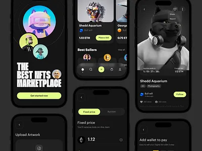 Crypto and NFT marketplace app design app interface product service startup ui ux web