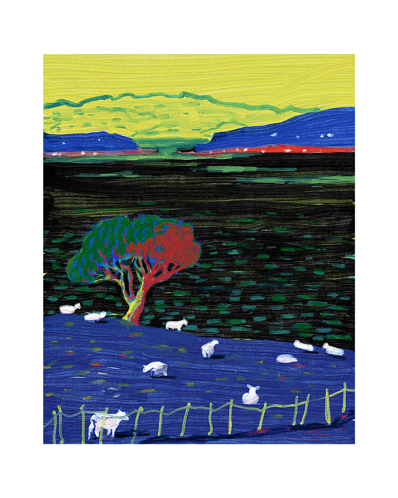 Sheeps color design exploration fauvism illustration impressionism landscape oil painting postimpressionism sea sheep texture
