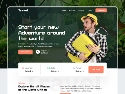 Travel Landing Page Design adventure design header header design homepage landingpage travel travel landing page ui ux website