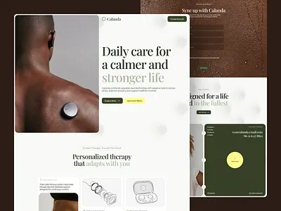 Calanda — Personalized Neurocare Website clean health healthcare landing page minimal neurocare neurotechnology personalized technology ui uix wearable website design