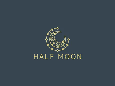 Half Moon - Elegant Celestial Crescent Logo brand identity branding creative studios design design studio graphic design half moon illustration line art moon logo logo design logos logotype moon spiritual businesses ui wellness brands