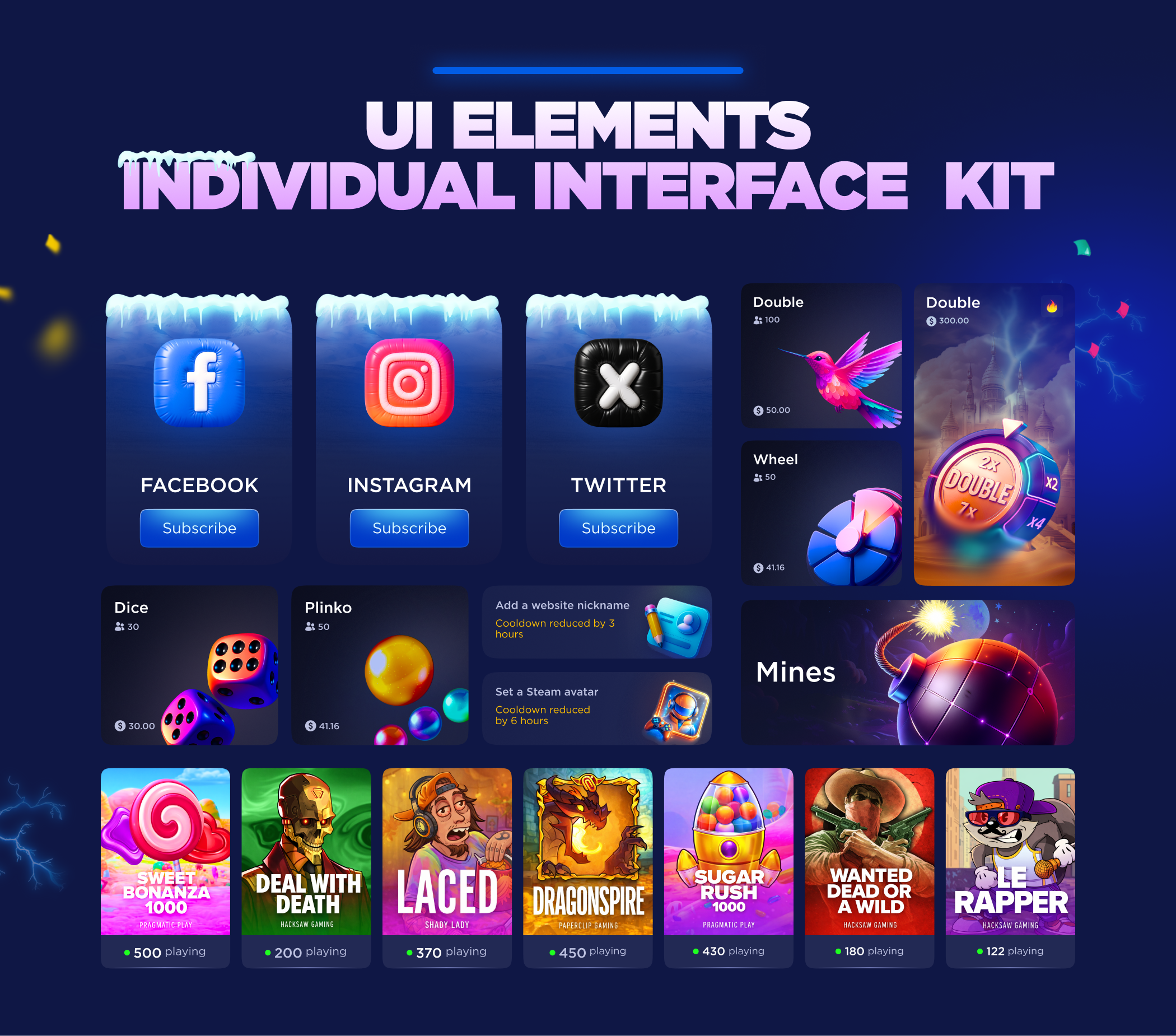 Casino Website - UI Kit banner casinogame casinoposter casinothumbnail casinowebsite cryptocasino designsystem flyer gambling gaminguikit gamingwebsite igaming onlinecasino poster product socialmedia thumbnails uikit web web3