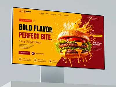 Premium Food Delivery Website Design burger hero section burger website creative website delivery platform delivery service ecommerce food fast food design food app ui food delivery food ordering landing page ui modern interface modern landing page premium ui restaurant landing page restaurant ui tasty burger ui inspiration web design yellow aesthetic